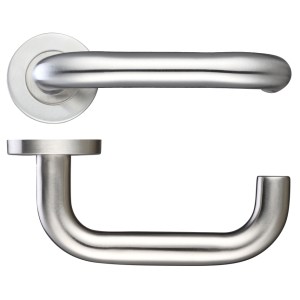 ZOO DOOR HARDWARE 19mm Return to Door Lever - Push On Rose - 52mm Rose - Grade 201 Satin Stainless