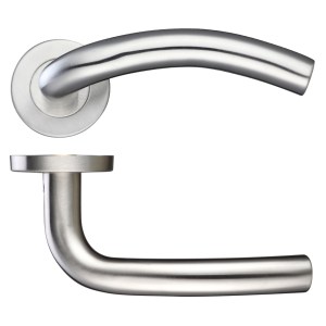 ZOO DOOR HARDWARE 19mm Arched Lever - Push On Rose - 52mm Rose - Grade 201 Satin Stainless
