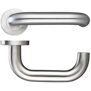 ZOO DOOR HARDWARE 22mm Return to Door Lever - Push On Rose - 52mm Dia - Grade 201 Satin Stainless