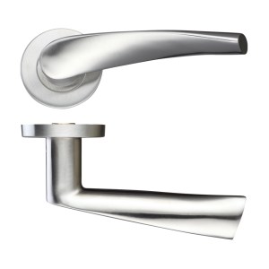ZOO DOOR HARDWARE 19mm Curved Lever - Push On Rose - 52mm Dia - Grade 201 Satin Stainless