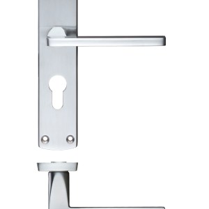 STANZA Leon Lever Euro Lock (47.5mm c/c) On Backplate Satin Chrome