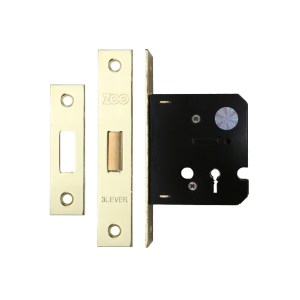 ZOO DOOR HARDWARE 3 Lever Dead Lock 2.5" - smaller case Electro Brass