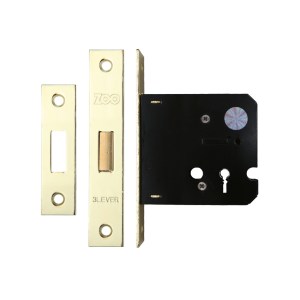 ZOO DOOR HARDWARE 3 Lever Dead Lock 3" - smaller case Electro Brass
