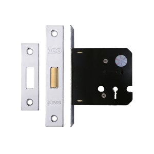 ZOO DOOR HARDWARE 3 Lever Dead Lock 3" - smaller case Nickel Plate