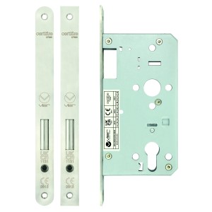 VIER DOOR HARDWARE Din Euro Deadlock - Backset 60mm Satin Stainless