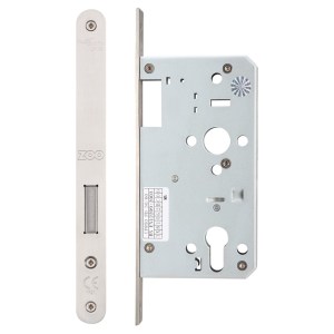 VIER DOOR HARDWARE Din Euro Radius Deadlock - Backset 60mm - SingleThrow Satin Stainless