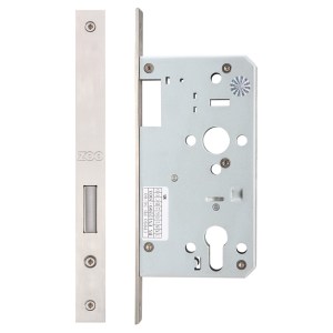 VIER DOOR HARDWARE Din Euro Deadlock - Backset 60mm - SingleThrow Satin Stainless