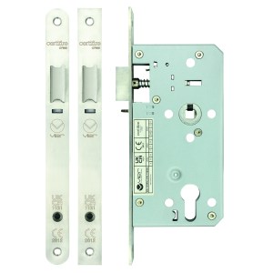 VIER DOOR HARDWARE Din Night latch - 72mm c/c Backset 55mm Satin Stainless