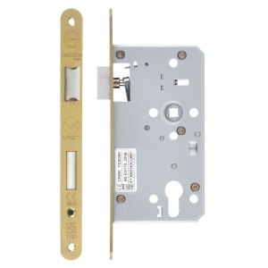 VIER DOOR HARDWARE Mortice Escape Sashlock - 72mm Centres, 60mm Backset - Radius Forend, Satin Brass Finish