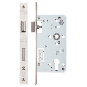 VIER DOOR HARDWARE Din Euro Sashlock - 72mm c/c Backset 60mm - Single Throw Satin Stainless