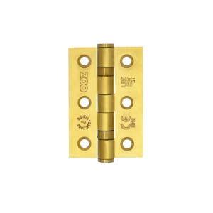 ZOO HINGES Grade 7 - 76mm x 50mm x 2mm Hinge - Ball Bearing UKCA/CE Favo Satin Brass