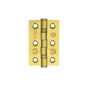 ZOO HINGES Grade 7 - 76mm x 50mm x 2mm Hinge - Ball Bearing UKCA/CE PVDSB (Sat. Brass)