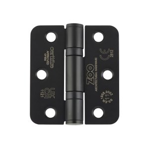 ZOO HINGES Grade 11 Bearing Hinges - 76mm x 67mm x 2.5mm Radius Corner - Powder Coated Black