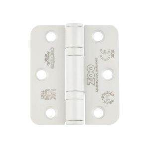 ZOO HINGES Grade 11 Bearing Hinges - 76mm x 67mm x 2.5mm Radius Corner - Powder Coated White