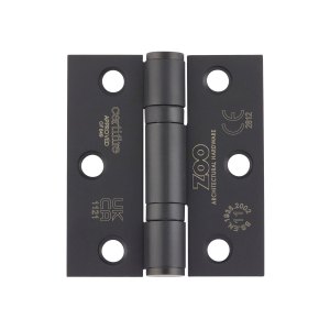 ZOO HINGES Grade 11 Bearing Hinges - 76mm x 67mm x 2.5mm Square Corner - Matt Black