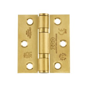 ZOO HINGES Grade 11 Bearing Hinges - 76mm x 67mm x 2.5mm Square Corner -PVD Satin Brass
