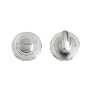 ZOO DOOR HARDWARE Turn and Release complete with escutcheons and 5mm spindle 50mm dia Satin Stainless