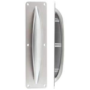 ZOO DOOR HARDWARE Anti Ligature Pull Handle on Backplate Satin Stainless