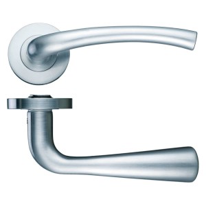 STANZA Assisi Lever - Screw On Rose 130mm x 65mm Satin Nickel