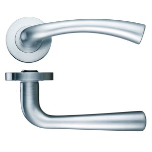 STANZA Florence Lever - Screw On Rose 130mm x 65mm Satin Nickel