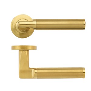 STANZA Milan Lever - Screw On Rose Favo Satin Brass