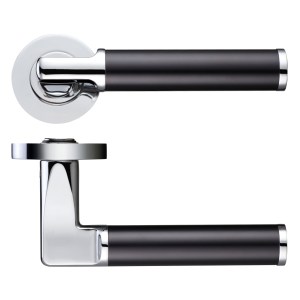 STANZA Milan Lever - Screw On Rose - Dual Finish Polished Chrome / Black Aluminium