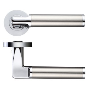 STANZA Milan Lever - Screw On Rose - Dual Finish Polished Chrome / Satin Stainless