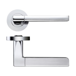 STANZA Venice Lever - Screw On Rose - Dual finish Satin Chrome / Polished Chrome
