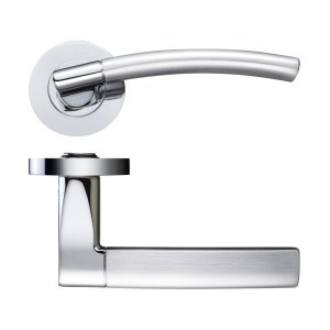 STANZA Amalfi Lever - Screw On Rose - Dual Finish Satin Chrome / Polished Chrome