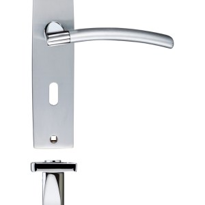 STANZA Amalfi Lever Lock (57mm c/c) On Backplate - Dual Finish -180x43mm Satin Chrome / Polished Chrome