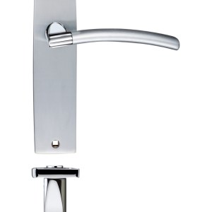 STANZA Amalfi Lever Latch On Backplate - Dual Finish - 180x43mm Satin Chrome / Polished Chrome