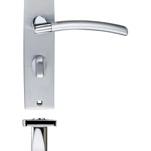 STANZA Amalfi Lever Bathroom (57mm c/c) On Backplate - Dual Finish -180x43mm Satin Chrome / Polished Chrome