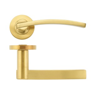 STANZA Adria lever on round rose Favo Satin Brass