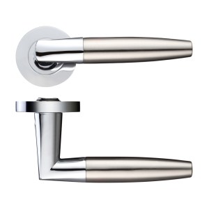 STANZA Atlanta lever on round rose Polished Chrome / Satin Nickel