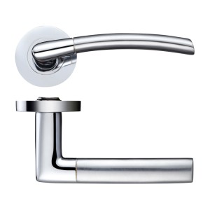 STANZA Olympus lever on round rose Satin Chrome / Polished Chrome