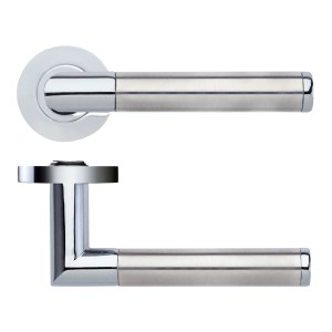 STANZA Luna lever on round rose Polished Chrome / Satin Stainless