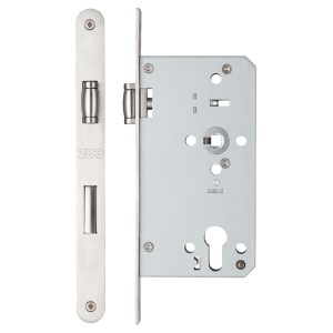 VIER DOOR HARDWARE Roller Din Euro Sashlock - 72mm c/c Backset 60mm Radius Satin Stainless
