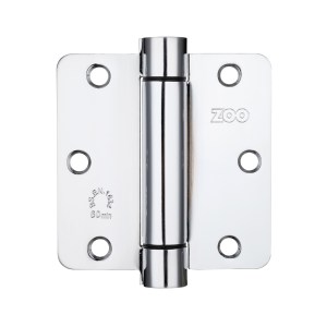 ZOO HINGES Spring Hinge Plus Slave Pack - Radius - 3.5"x3.5"x2.5 - Polished Chrome (Contains 2 Spring and 1 Unsprung Hinge)