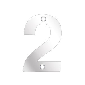 ZOO SIGNAGE Numerals - No 2 - 75mm Polished Stainless