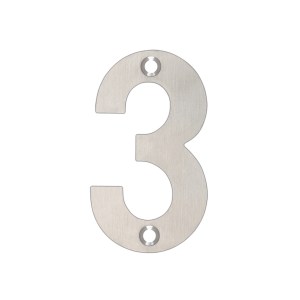 ZOO SIGNAGE Numerals - No 3 - 75mm Satin Stainless