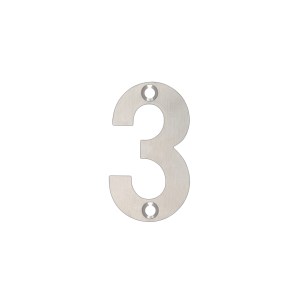 ZOO SIGNAGE Numerals - No 3 - 50mm Satin Stainless