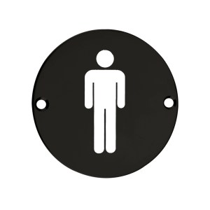 ZOO SIGNAGE Sex Symbol - Male - 76mm Dia - Powder Coated Black