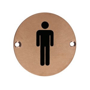 ZOO SIGNAGE Sex Symbol - Male - 76mm Dia PVD Bronze