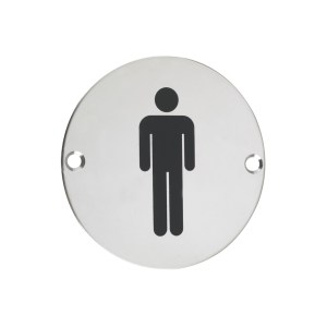 ZOO SIGNAGE Sex Symbol - Male - 76mm dia Polished Stainless
