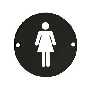 ZOO SIGNAGE Sex Symbol - Female - 76mm Dia - Powder Coated Matt Black