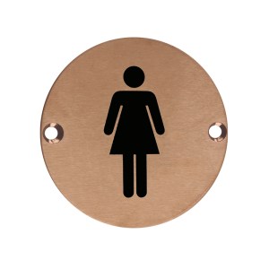 ZOO SIGNAGE Sex Symbol - Female - 76mm Dia PVD Bronze