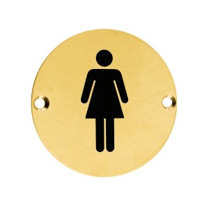 ZOO SIGNAGE Sex Symbol - Female - 76mm - Dia PVD Satin Brass
