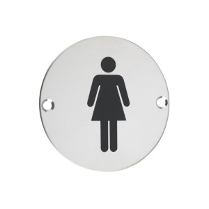 ZOO SIGNAGE Sex Symbol - Female - 76mm dia Polished Stainless