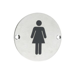 ZOO SIGNAGE Sex Symbol - Female - 76mm dia Satin Stainless