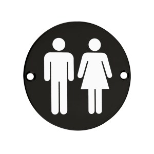 ZOO SIGNAGE Sex Symbol - Unisex - 76mm Dia - Powder Coated Matt Black